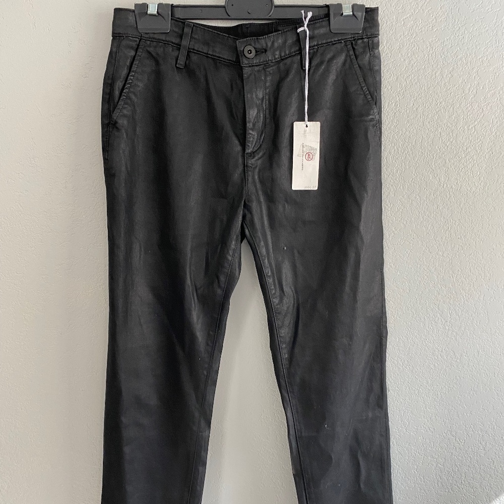 AG Jeans Caden Tailored Trousers Leatherette Black NEW size 26